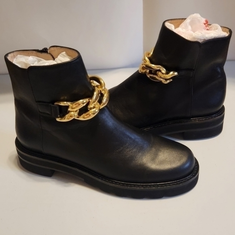 Stuart Weitzman chain lift leather combat lugz Chunky Bootie Size 6 NWOT Gift‎ - Picture 2 of 6